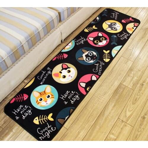 PAYSOTA Cat And Fish Kitchen Mat Strip Room Carpet Window Rug Bibulous Antiskid Korean Cartoon Mats