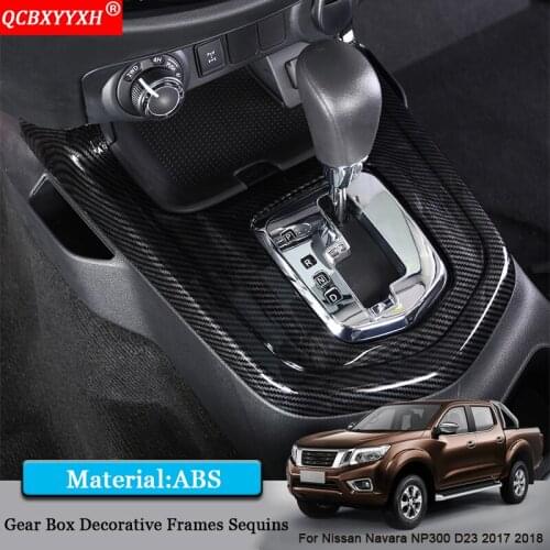 QCBXYYXH Car Styling Car Interior Gear Box Decorative Frames Sequins Sticker Accessories For Nissan Navara NP300 D23 2017 2018