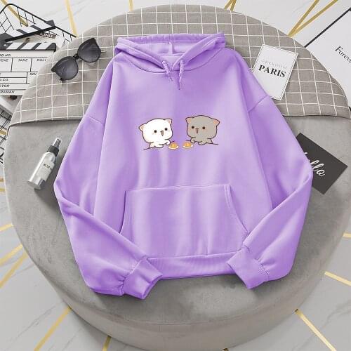 Cartoon Cat Hoodie Women Fashion Cartoon Korean Style Harajuku Pink Female Kawaii 90s Clothes Sweatshirt Oversized Clothes