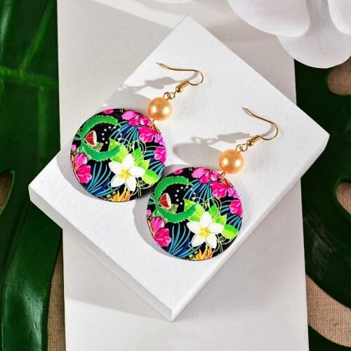Purple Flower Earrings Woman Trendy Hawaiian Polynesian Plumeria Summer Jewelry Colorful Acrylic Drop Earring for Women Party