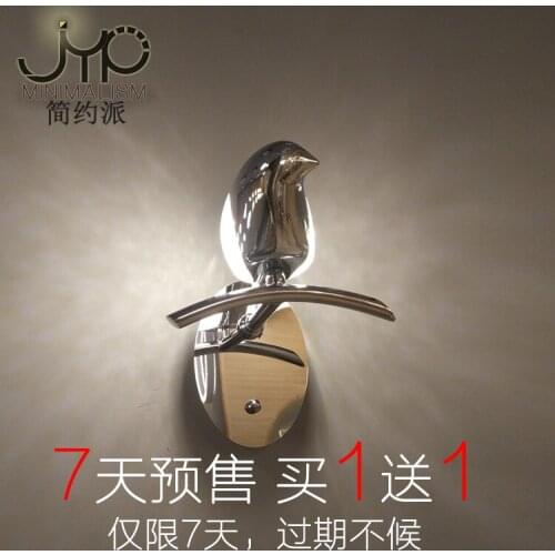 Post modern Nordic LED wall lamp bird iron bedroom bedside living room stairs aisle light