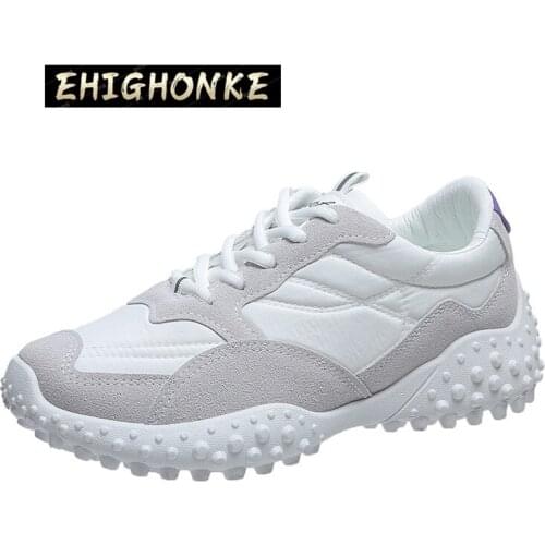 Flat bottom fashion couple sports shoes womens cowhide suede soles round toe lace-up casual shoes womens Forrest Gump shoes y3