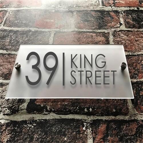 Customized Modern 300*400mm Frosted Acrylic Apartment number Nameplate House number House Sign Plaques Door Plates