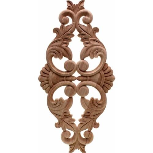 Vintage Unpainted Wood Carved Decal Corner Applique Frame For Home Furniture Wall Cabinet Door Decorative Wooden Miniature Craft