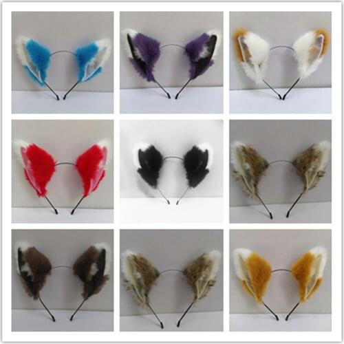 Wolf Cat Anti-Real Fox Ear Cosplay Fluffy Hair Band Animal Ear Animal Headdress Cartoon Performance Props