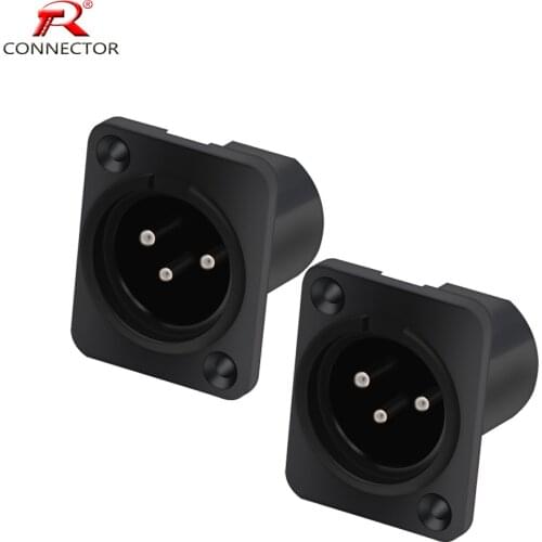 XLR connector male plug 3Pin Panel Mounted Chassis Square Shape MIC microphone audio connecting