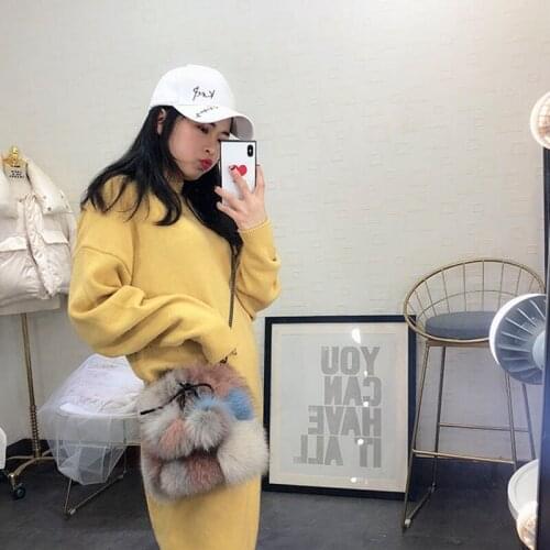Womens Fur Bag Crossbody-Bag Real Fox Fur-Bag Luxury Clothing Chain Winter Casual Fashion Shoulder-Bag