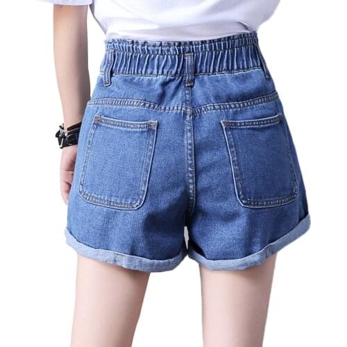 New summer Woman Plus size denim short stretch waist lady short jeans High Waisted Jeans Shorts For Women