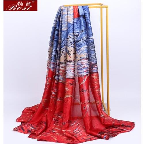 2020 silk scarf print women Fashion long Soft scarves feel Hijab summer shawls luxury printing Designer foulard femme desigual