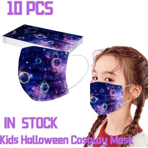 10/50pcs Children Halloween Cosplay Gradient Star Printed Disposable Mask Mask For Face Fashion Mascarillas Disposable Facemask