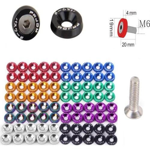 10pcs Aluminum JDM Fender Washers and M6 Bolt Car Modified Hex Fasteners Fender Washer Bumper Engine Concave Screws For Honda