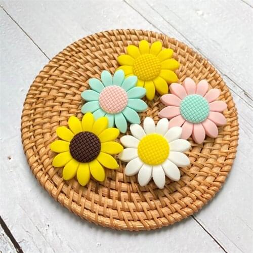 10pcs BPA Free Sunflower Silicone Beads Food Grade for DIY Baby Teething Pacifier Chain Pendant Accessories Gifts