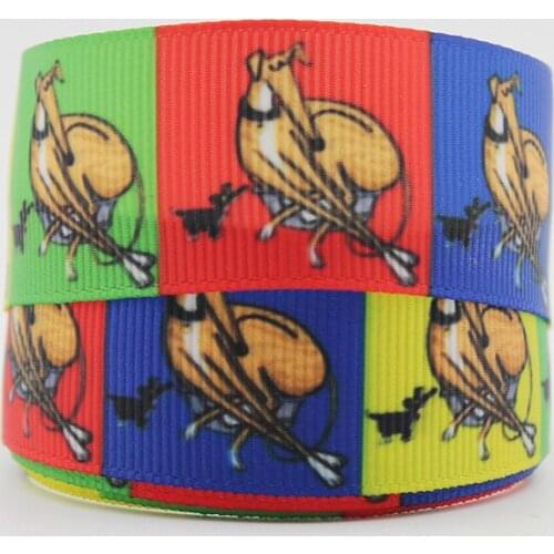 16-75 MM Yellow Greyhound Printed Grosgrain Ribbon DIY Handmade Materials Hair Accessories Wedding Gift Wrap Tape