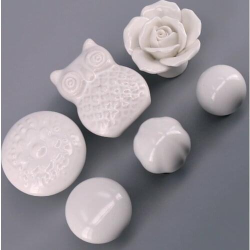 1x Single Hole Furniture Door Knobs Cabinet Drawer Cupboard Locker Kitchen Pull White Ceramic Handle Wardrobe Handle Pull