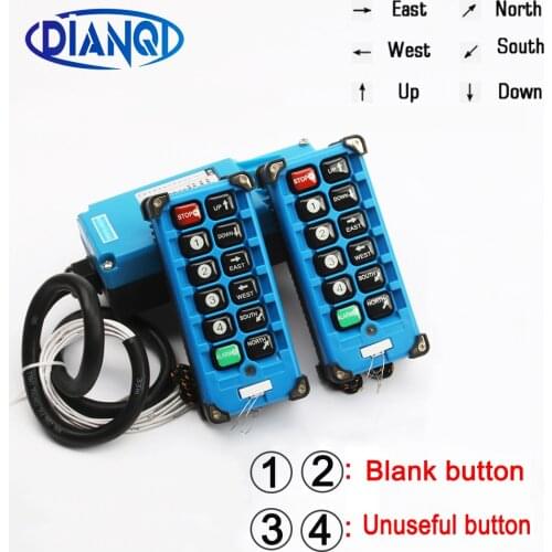 2 transmitters + 1 receiver industrial remote controller switches 8 Channels buttons keys Direction Hoist Crane F21-E2B-8 Blue