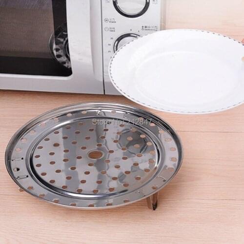 22-26cm Silver Tone Metal Steaming Rack Tray w Stand for Cooker