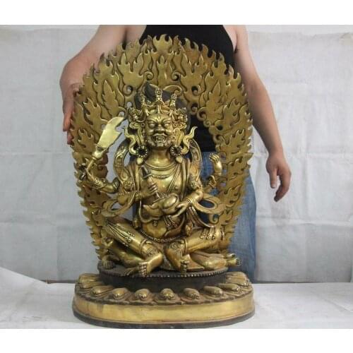 27 Tibet Buddhist Copper Bronze Gild Four arm Vajrapani Mahakala Buddha Statue