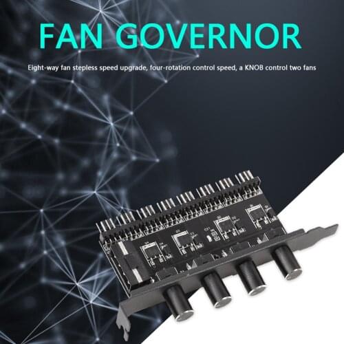 8 Channels Controller Cooling Fan Speed Controller Office Caring HUB SATA/4Pin Power 4 Knob Computer Supplies for Chassis