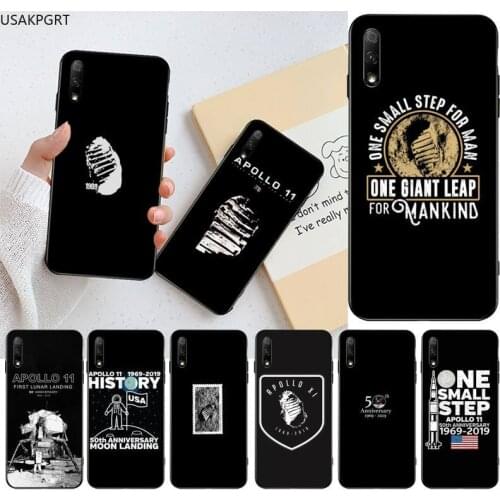 Apollo 11 Footprint Silicone Black Phone Case for Huawei Honor 30 20 10 9 8 8x 8c v30 Lite view pro