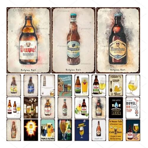 Belgian Beers Tin Signs Metal Plate Pub Decoration Vintage Wall Art Beer Wine Iron Painting Home Decor Metal Sign 20x30cm