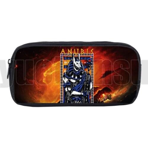 3D Printed Egyptian Mythology Anubis Cosmetic Bag School Supplies Pencil Case Stationery Case Makeup Box Storage Zipper Pouch
