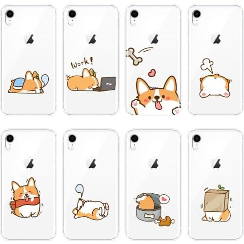 Girl Phone Case For Apple iPhone 6 S 6S 7 8 X XR XS Max Silicone Soft Corgi Cute Dog Back Cover For iPhone 6 S 6S 7 8 Plus Case