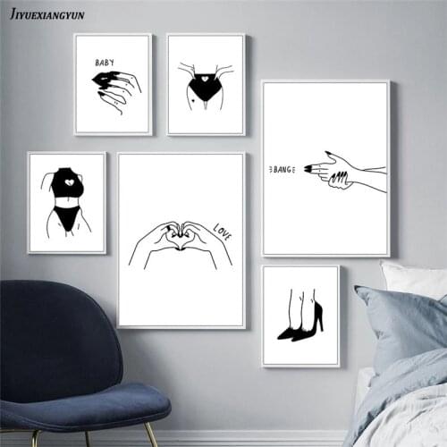 Black And White Line Sexy Woman Wall Art Canvas Painting Nordic Posters And Prints Decor Pictures For Living Room