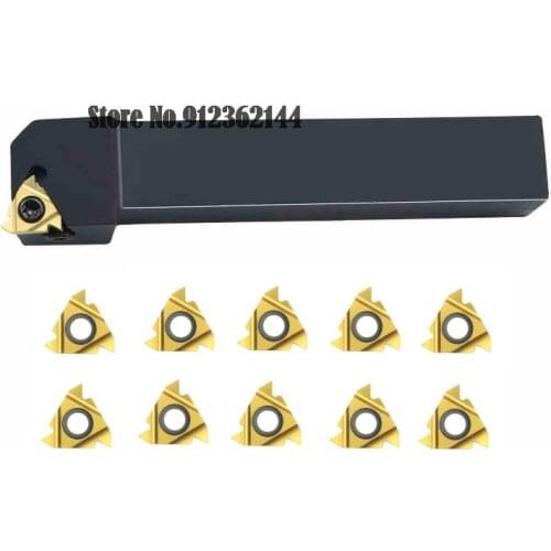Lathe Tool Holder SER1212H16 SER1616H16 SER2020K16 SER2525M16 SER3232P16 + 10PCS 16ER AG55 AG60 1.0-2.5 Carbide Thread Insert
