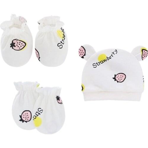Baby Anti Scratching Soft Cotton Gloves Foot Cover Hat Set Comfy Mittens Socks Cap Kit Toddler Newborn Accessorise for 0-3Month