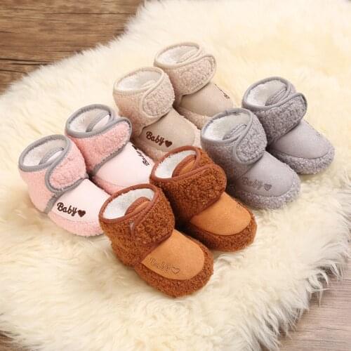 0-18M Baby Shoes Winter Warm First Walkers Cotton Furry Cute Fashion Boots Fur Plush Snow Booties For Unisex Girls Boys