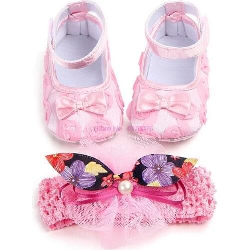 DHL 100set Girls Princess Mary Jane Headband + First Walkers Shoes Toddler Hair Accessories Headwear Headband