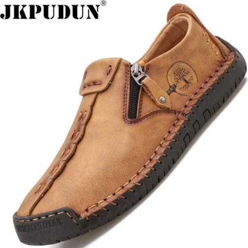 Designer Men Shoes Casual Genuine Leather Men Loafers Moccasins Handmade Slip On Boat Shoes Classic Chaussure Homme Size 38-48