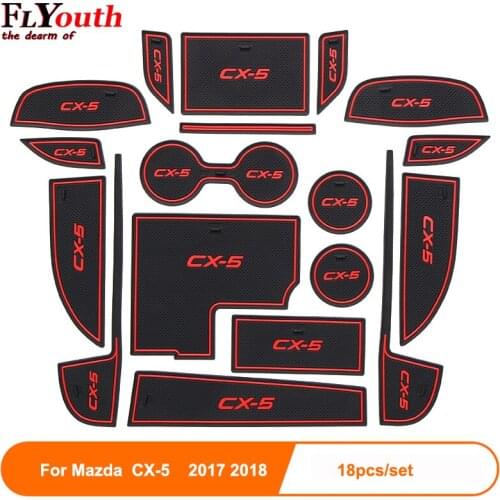 For Mazda CX-5 CX5 CX 5 2013-2018 18pcs Rubber Mat Door Mat Anti-Slip Cup Pad Interior Decoration Accessory Gate Slot Pad