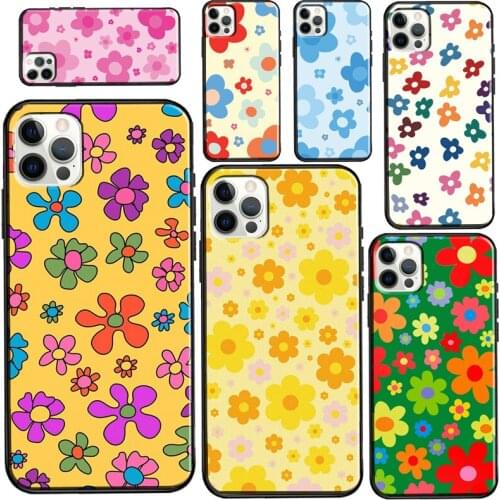 Groovy Pastel Flowers Bloom Daisies For iPhone 12 Pro Max mini Case For iPhone XR XS X SE 2020 7 8 Plus 11 Pro Max Cover