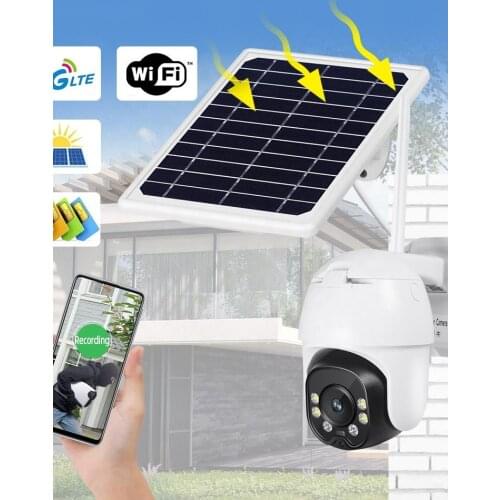 TUYA ptz 2mp Rechargeable Battery solar camera Powered Video Surveillance Wifi Ip Outdoor Camera