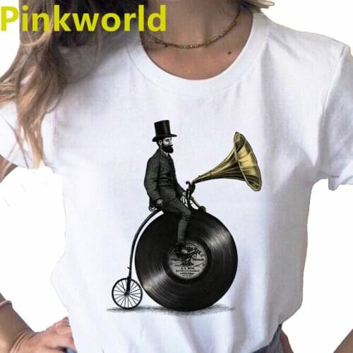 Music Man Classic T-Shirt Print Ladies Goth Top T-shirt Casual Basics O-Collar White Shirt Short Sleeve Ladies T-shirt,Drop Ship