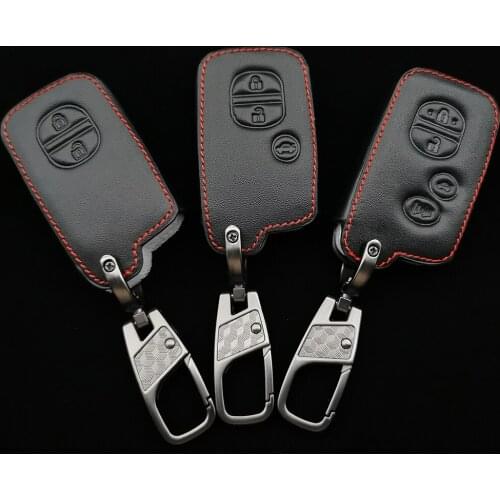Leather Car Key Case For Toyota Auris Camry Rav4 Avalon Yaris Verso 2012-2018 2/3/4 Button Keyless Remote Fob Protector Cover Ba