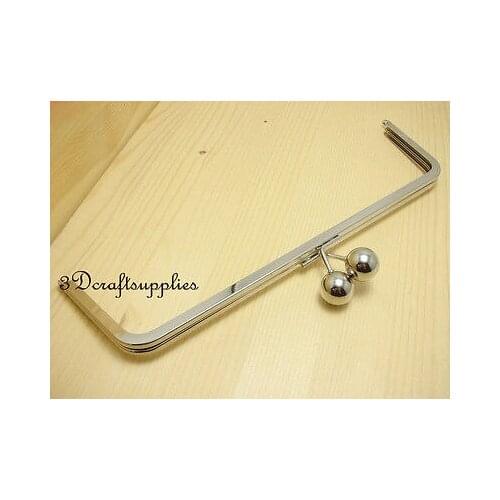 Metal purse frame glue on clasp clip silver 14 inch X 4 inch Y27