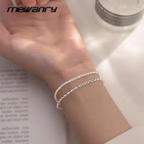 Mewanry 925 Sterling Silver Bracelets for Women New Trend Elegant Double Layer Gypsophila Party Jewelry Birthday Gifts Wholesale