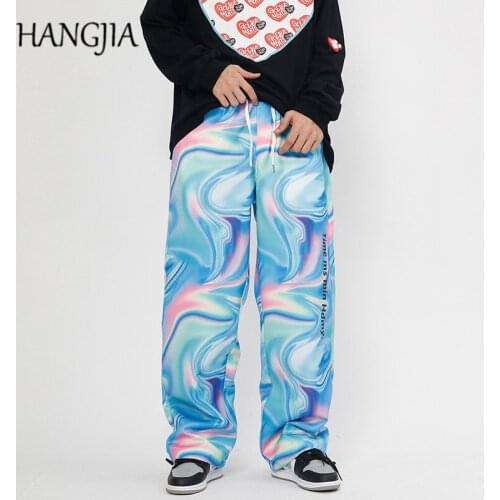 Fashionable Multicolor Digital Printing Wide Leg Jogger Men Women Streetwear Trend Loose Casual Joggers Pants Bottom Adjustable