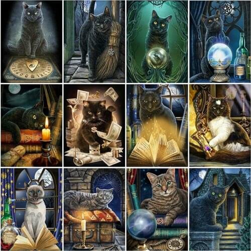 MomoArt Diamond Mosaic Black Cat New Arrival Diamond Painting Animal Cross Stitch Set Embroidery Needlework 5D DIY Home Decor