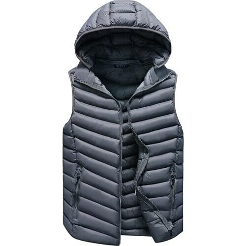Mens Padded Vest Solid Color Thicken Winter Warm Quilting Coat Hooded AW21 New High Quality Casual Outdoor Vest Male Clothes