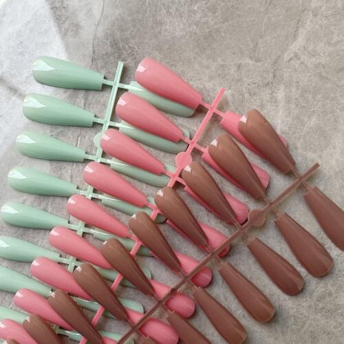 Solid Color Mirror Super Long Coffin False Nail Ballet Press on Nails Tips for Nails Art Artificial Fingernails Fake