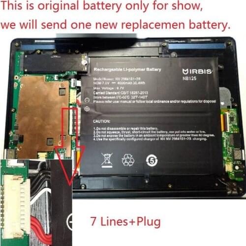 New Battery for Irbis NB125 NB211 Tablet PC Li Polymer Rechargeable Accumulator Replacement 7.4V/7.6V 7 Lines+Connector