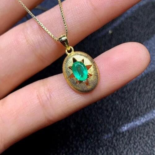 Natural and real Emerald necklace pendant Free shipping emerald 925 sterling silver gemstone For men women