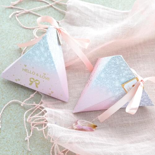 Birthday Party Anniversary Wedding Favors Bomboniere paper thanks Party Chocolate box Bronzing pinks Easy Fold