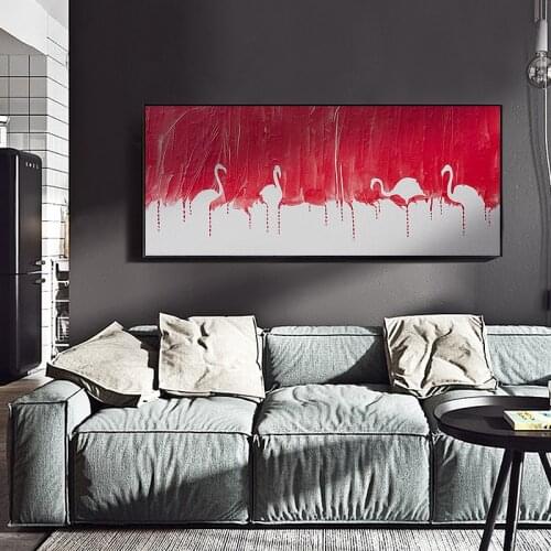 07G Simple Abstract Bird Flamingo Banners Canvas Art Painting Print Poster Picture Wall Room Bedside Home Decoration Murals