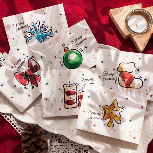 Romantic Cartoon Cute Christmas Greeting Card White Holiday Blessing Card Postcard Confession Gift Set Party Decoration