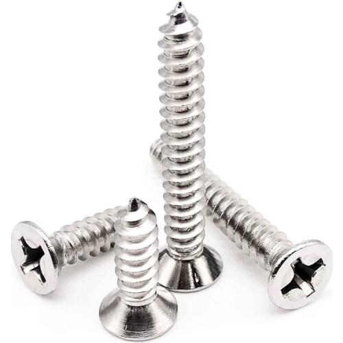 50pcs M1 M1.2 M1.4 M1.7 M2 M2.6 M3 M3.5 M4 Mini 304 stainless steel Cross Phillips Flat Countersunk Head Self-tapping Wood Screw