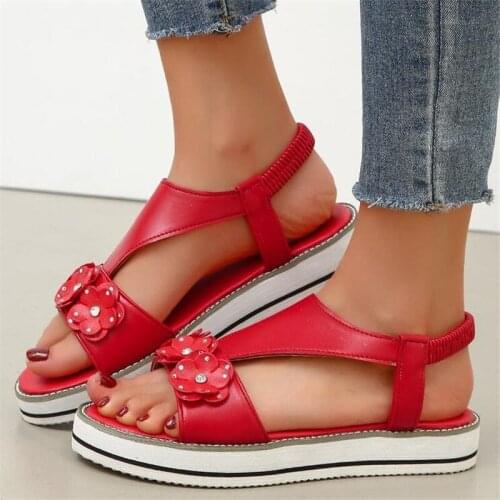 Large size womens platform sandals summer new fashion women shoes casual flowers bottom sandals womens slides beach shoes